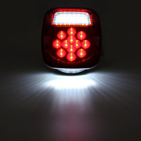 Image of Partsam 2x Red/White 39 LED Stop Turn Tail Stud Lights Replacement for Jeep CJ YJ JK Truck Trailer Boat RV, Hardwired