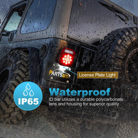 Image of Partsam 2x Red/White 39 LED Stop Turn Tail Stud Lights Replacement for Jeep CJ YJ JK Truck Trailer Boat RV, Hardwired