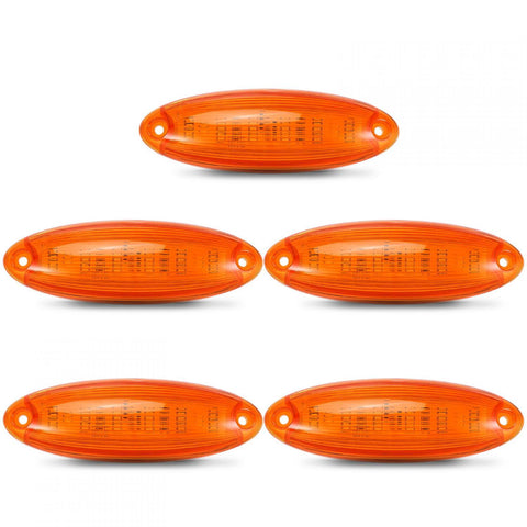 Image of Partsam 5pcs Waterproof Amber Lens Yellow 6 LED Top Cab Marker Roof Running Lights Lamps Replacement for Freightliner Cascadia Heavy Duty Truck