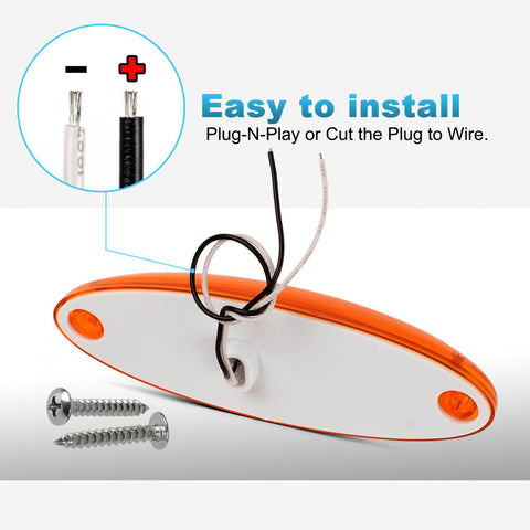 Image of Partsam 5pcs Waterproof Amber Lens Yellow 6 LED Top Cab Marker Roof Running Lights Lamps Replacement for Freightliner Cascadia Heavy Duty Truck