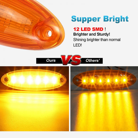 Image of Partsam 5pcs Waterproof Amber Lens Yellow 6 LED Top Cab Marker Roof Running Lights Lamps Replacement for Freightliner Cascadia Heavy Duty Truck