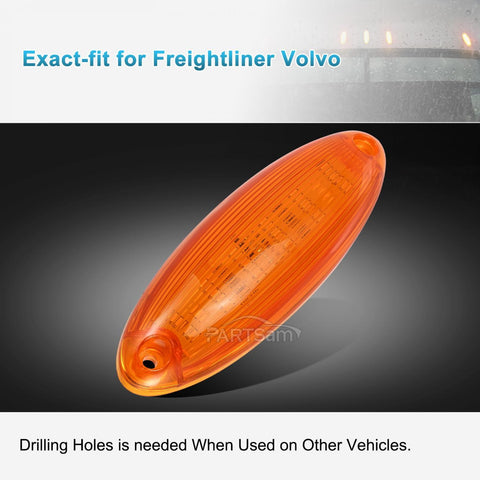 Image of Partsam 5pcs Waterproof Amber Lens Yellow 6 LED Top Cab Marker Roof Running Lights Lamps Replacement for Freightliner Cascadia Heavy Duty Truck