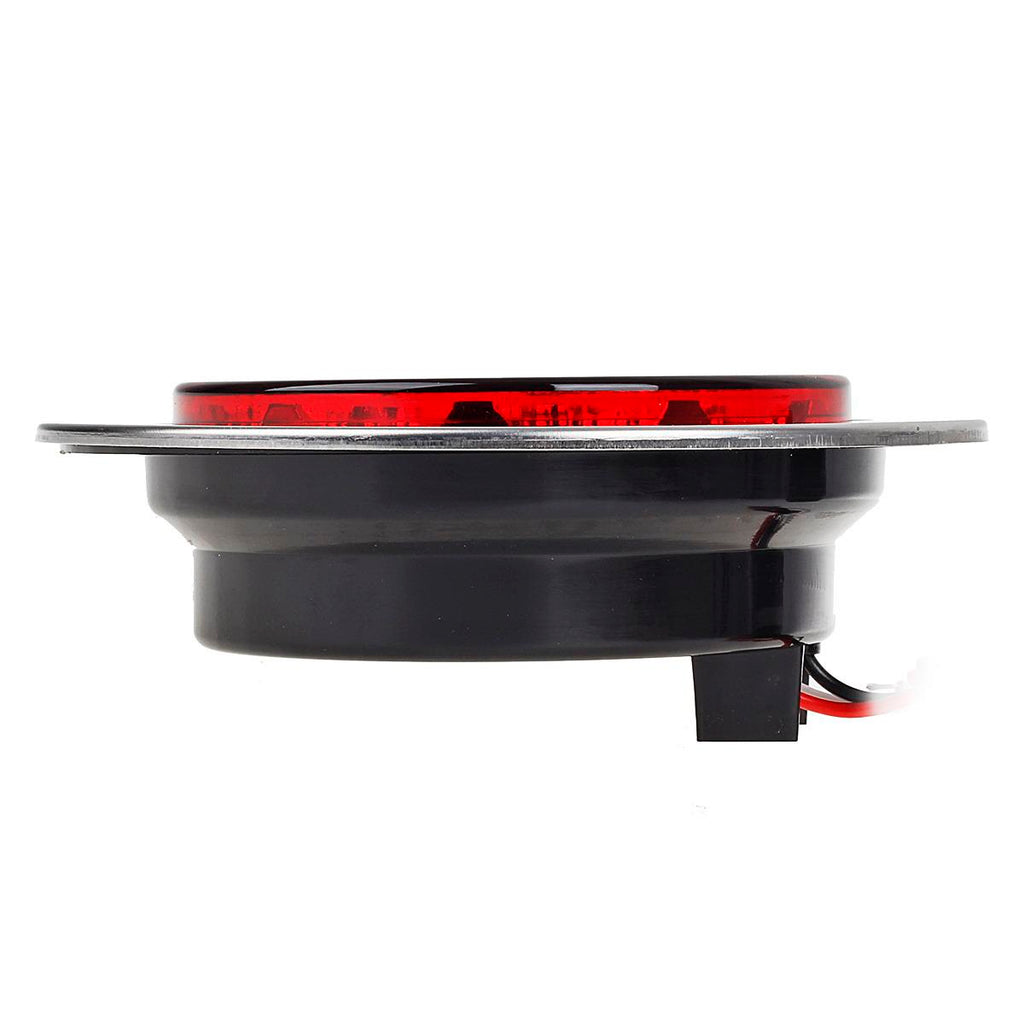 Partsam 6Pcs 4" Round Led Trailer Tail Lights 15 LED Flange Mount Chrome with Reflectors Red Stop Turn Tail Brake White Backup Reverse Fog Light 12V Waterproof for Truck Trailer RV (4Red+2White)