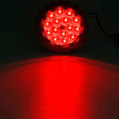 Image of Partsam 6Pcs 4" Round Led Trailer Tail Lights 15 LED Flange Mount Chrome with Reflectors Red Stop Turn Tail Brake White Backup Reverse Fog Light 12V Waterproof for Truck Trailer RV (4Red+2White)