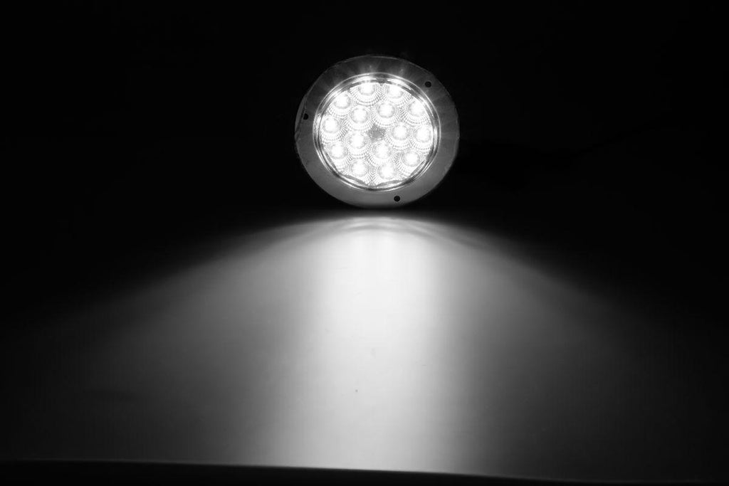 Partsam 6Pcs 4" Round Led Trailer Tail Lights 15 LED Flange Mount Chrome with Reflectors Red Stop Turn Tail Brake White Backup Reverse Fog Light 12V Waterproof for Truck Trailer RV (4Red+2White)