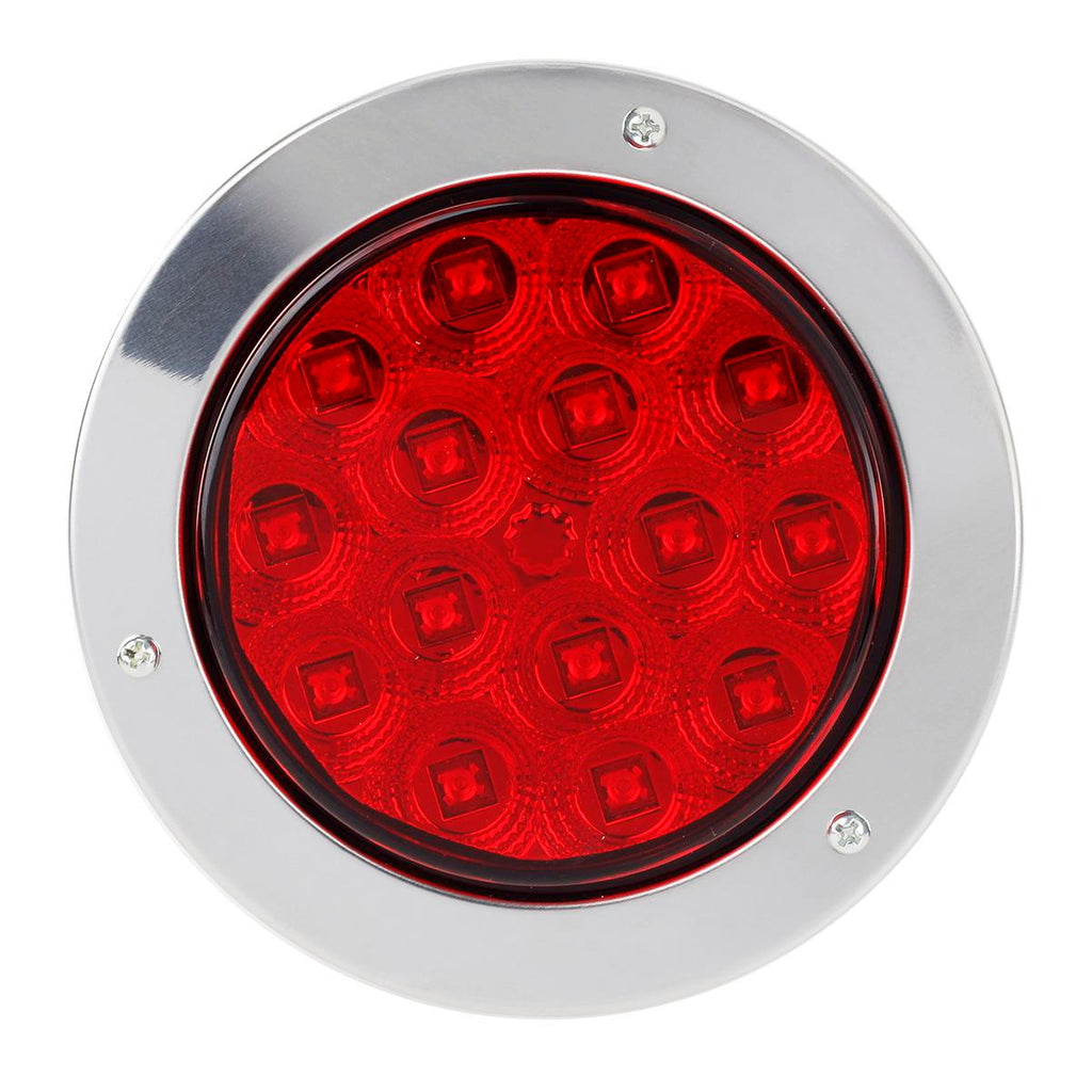 Partsam 6Pcs 4" Round Led Trailer Tail Lights 15 LED Flange Mount Chrome with Reflectors Red Stop Turn Tail Brake White Backup Reverse Fog Light 12V Waterproof for Truck Trailer RV (4Red+2White)