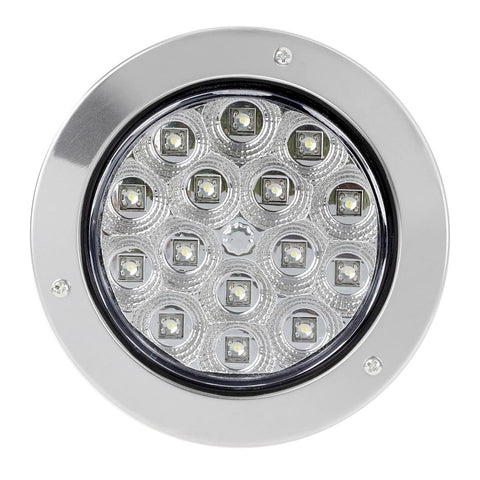 Image of Partsam 6Pcs 4" Round Led Trailer Tail Lights 15 LED Flange Mount Chrome with Reflectors Red Stop Turn Tail Brake White Backup Reverse Fog Light 12V Waterproof for Truck Trailer RV (4Red+2White)