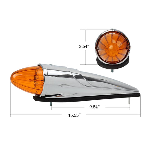 Image of Partsam 7PCS 17 LED Torpedo Cab Lights Chrome Amber LED Top Cab Marker Roof Running Lights Assembly Compatible with Kenworth/Peterbilt/Freightliner/Mack//International Paccar Heavy Duty Trucks