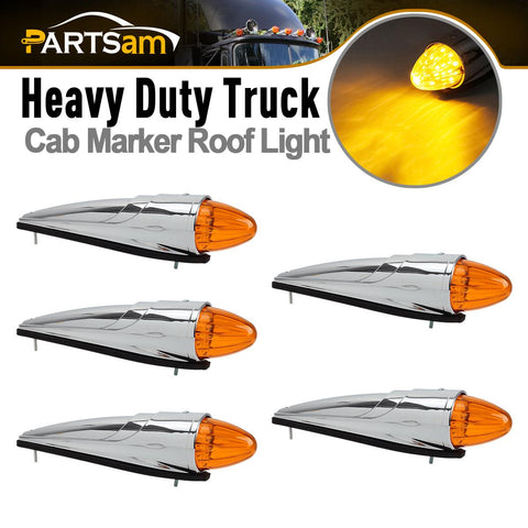 Image of Partsam 5PCS LED Amber Torpedo Cab Marker Roof Running Top Lights