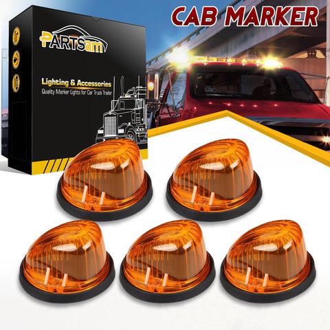 Image of Partsam 5X Roof Running Cab Marker Light Amber Cover Lens/Base Compatible with C/K Series 1973 1974 1975 1976 1977 1978 1979 1980 1981 1982 1983 1984 1985 1986 1987 Pickup Truck