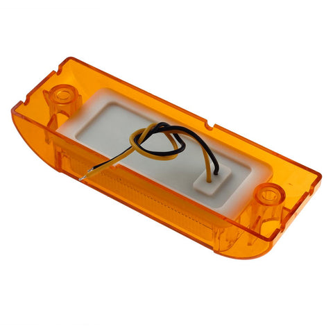 Image of Partsam PAIR 6inch Amber LED Reflective Rectangle Clearance Side Marker Light Trailer 13LED, 6x2 trailer lights, Faceted led marker lights