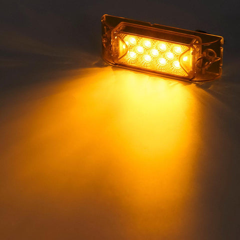 Image of Partsam PAIR 6inch Amber LED Reflective Rectangle Clearance Side Marker Light Trailer 13LED, 6x2 trailer lights, Faceted led marker lights