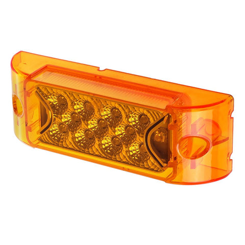 Image of Partsam PAIR 6inch Amber LED Reflective Rectangle Clearance Side Marker Light Trailer 13LED, 6x2 trailer lights, Faceted led marker lights