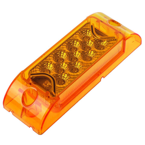 Image of Partsam PAIR 6inch Amber LED Reflective Rectangle Clearance Side Marker Light Trailer 13LED, 6x2 trailer lights, Faceted led marker lights