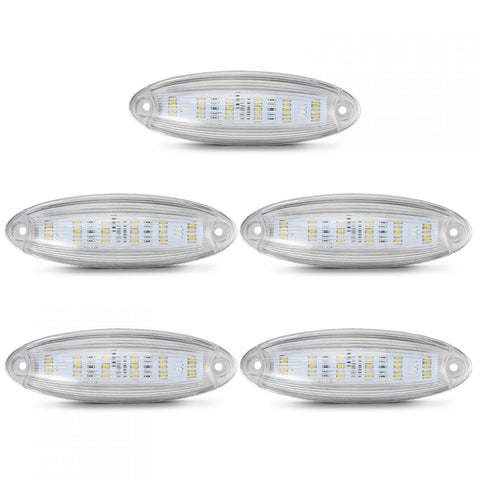 Image of Partsam 5pcs Clear Lens Cab Clearance Roof Running Top Marker Lights Amber Yellow 6LED Amber Lights Assembly Waterproof Compatible with Freightliner Cascadia Heavy Duty Trucks