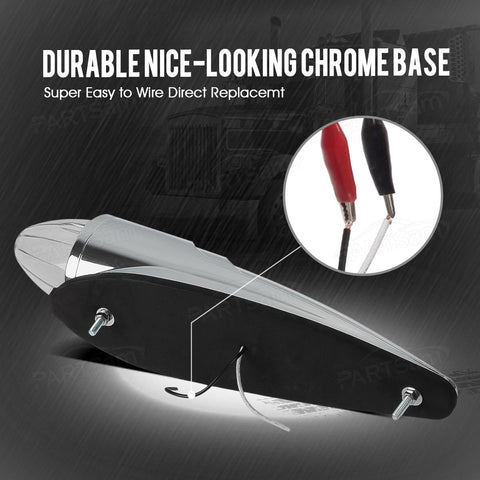 Image of Partsam 5pc Super Bright Amber Yellow 17 LED Clear Lens Torpedo Chrome Cab Marker Top Roof Running Lights Assembly Compatible with Kenworth/Peterbilt/Freightliner/International/Mack Paccar Semi Truck