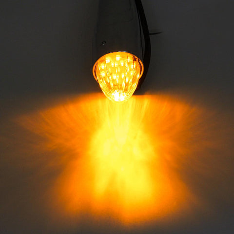 Image of Partsam 5pc Super Bright Amber Yellow 17 LED Clear Lens Torpedo Chrome Cab Marker Top Roof Running Lights Assembly Compatible with Kenworth/Peterbilt/Freightliner/International/Mack Paccar Semi Truck