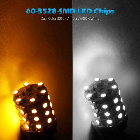 Image of 2pcs 3057 3157 3357 3457 Switchback LED Turn Signal Light Bulbs White Amber Dual Color Super Bright 3057A 3157A 3357A 3457A 4157NA 3156 3155