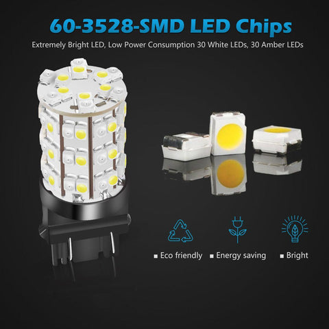 Image of 2pcs 3057 3157 3357 3457 Switchback LED Turn Signal Light Bulbs White Amber Dual Color Super Bright 3057A 3157A 3357A 3457A 4157NA 3156 3155