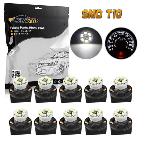 Image of Partsam T10 194 168 Dash Instrument White LED Light Bulbs Bright Panel Gauge Cluster Dashboard LED Light Bulbs 10Pcs/Set
