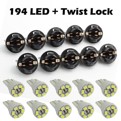 Image of Partsam T10 194 168 Dash Instrument White LED Light Bulbs Bright Panel Gauge Cluster Dashboard LED Light Bulbs 10Pcs/Set