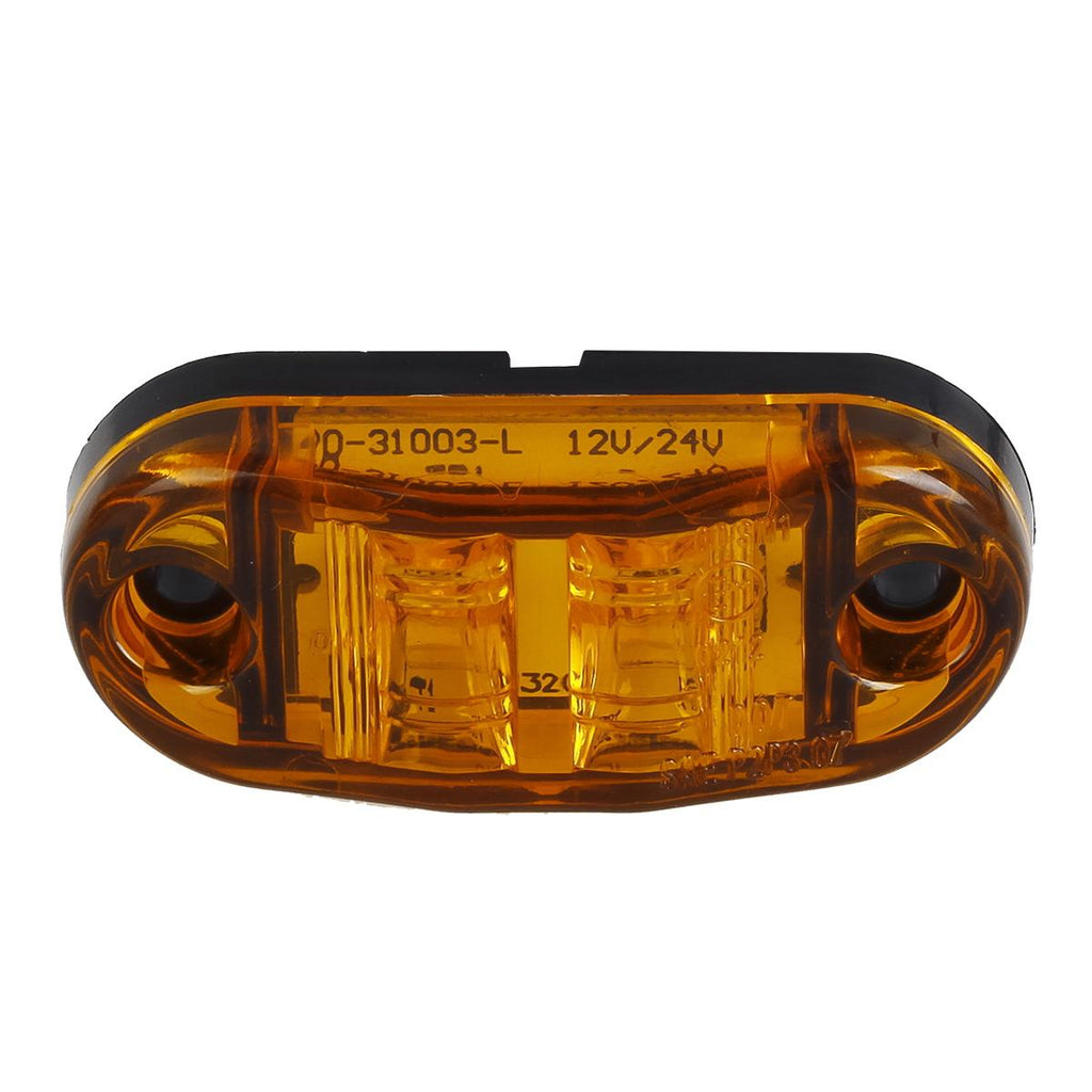 Partsam 2x Oval 2.5" Trailer Truck Amber Led Side Marker Lights Lamps 2 Diodes Surface Mount, Boat Marine LED Courtesy Lights, 2.5 Inch Trailer led clearance and side marker lights