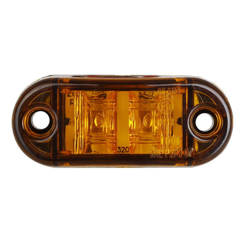Image of Partsam 2x Oval 2.5" Trailer Truck Amber Led Side Marker Lights Lamps 2 Diodes Surface Mount, Boat Marine LED Courtesy Lights, 2.5 Inch Trailer led clearance and side marker lights