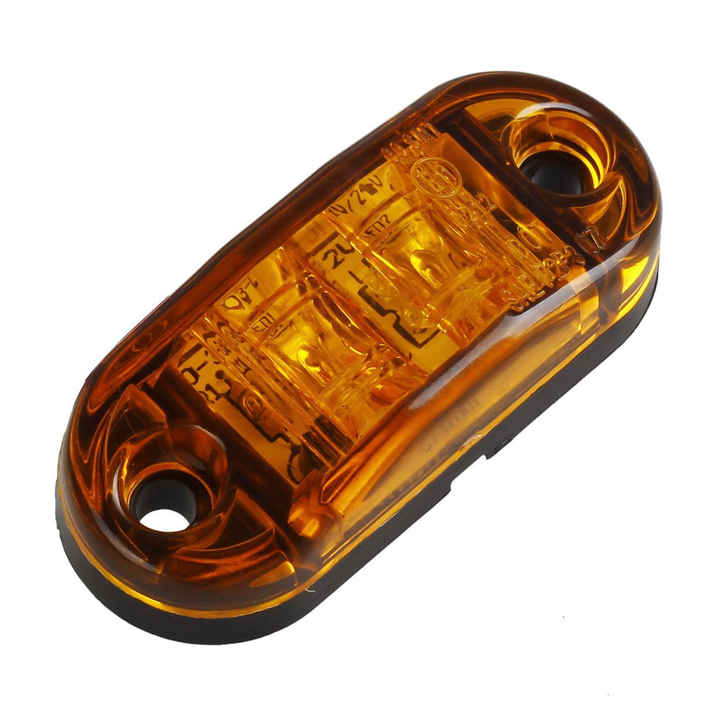 Partsam 2x Oval 2.5" Trailer Truck Amber Led Side Marker Lights Lamps 2 Diodes Surface Mount, Boat Marine LED Courtesy Lights, 2.5 Inch Trailer led clearance and side marker lights