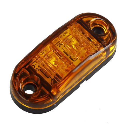 Image of Partsam 2x Oval 2.5" Trailer Truck Amber Led Side Marker Lights Lamps 2 Diodes Surface Mount, Boat Marine LED Courtesy Lights, 2.5 Inch Trailer led clearance and side marker lights