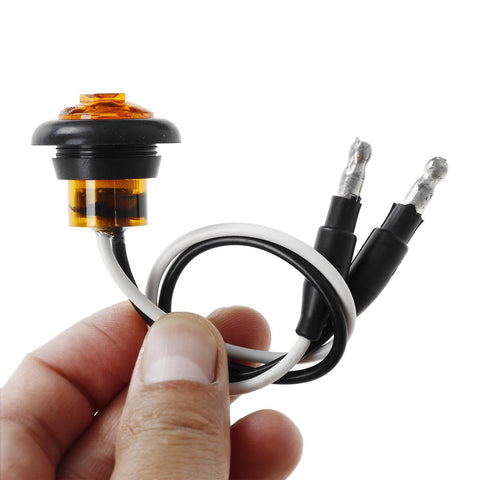 Image of Partsam 20x Amber Side Marker Light Clearance Light LED Amber with Plug, Sealed Mini Round 3/4" Inch Trailer Truck Led Marker Lights w Rubber Grommet Hot Spot