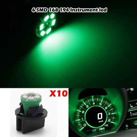 Image of Partsam T10 194 LED Light bulb 168 LED Bulbs Bright Instrument Panel Gauge Cluster Dashboard LED Light Bulbs Set 10 T10 LED Bulbs with 10 Twist Lock Socket -Green