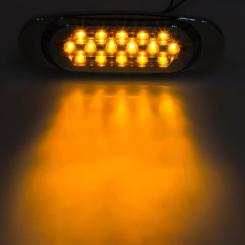 Image of Partsam 10Pcs 6.5 Inch Clear Lens Amber Led Oval Marker Light 16 Diodes Sealed Flush Mount Led Side Marker Lights Turn Signal Lights Cab Panel Lights Replacement for Kenworth/Peterbilt