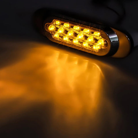Image of Partsam 10Pcs 6.5 Inch Clear Lens Amber Led Oval Marker Light 16 Diodes Sealed Flush Mount Led Side Marker Lights Turn Signal Lights Cab Panel Lights Replacement for Kenworth/Peterbilt