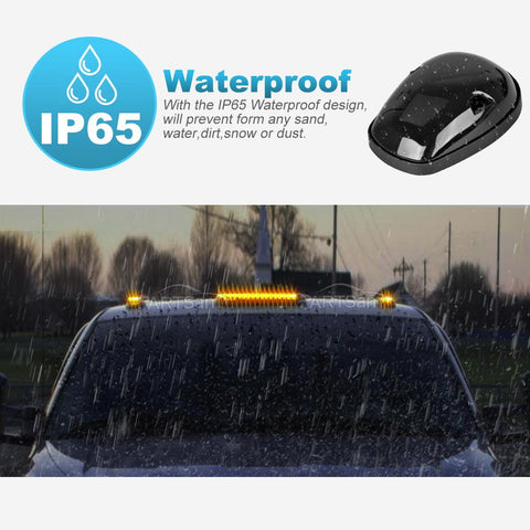 Image of Partsam 3PCS 30LED Cab Marker Roof Running Lights Assembly Compatible with Silverado/ Sierra 1500 1500HD 2500 2500HD 3500 2002-2007 Trucks Lights + Wiring Pack