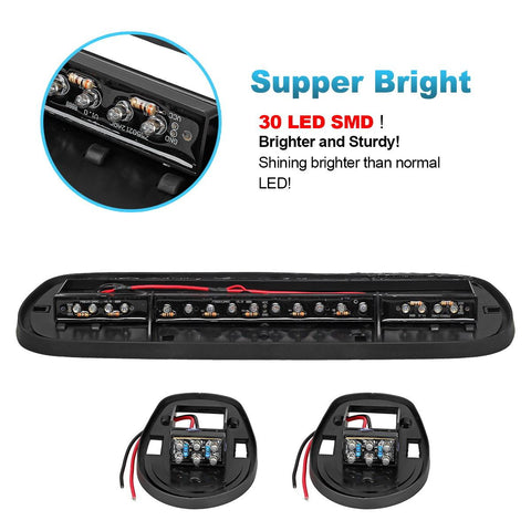 Image of Partsam 3PCS 30LED Cab Marker Roof Running Lights Assembly Compatible with Silverado/ Sierra 1500 1500HD 2500 2500HD 3500 2002-2007 Trucks Lights + Wiring Pack