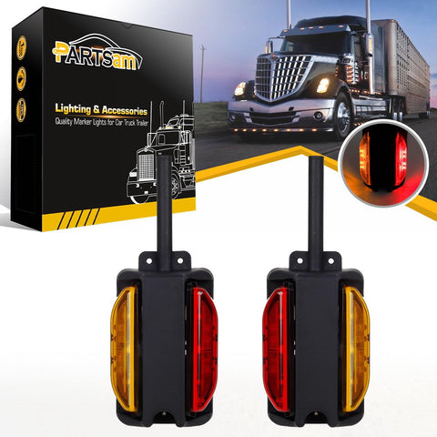 Image of Partsam 2x 4" LED Clearance Trailer Fender Lights Amber Front Red Back 4 Diodes RH / LH