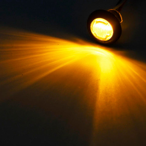 Image of Partsam 10x 3/4inch Clear Lens Amber Yellow Round Led Lights Trailer Marker High Low Brightness 3SMD, 3/4inch Led Trailer Clearance, side Marker Lights, turn signal and running lamp