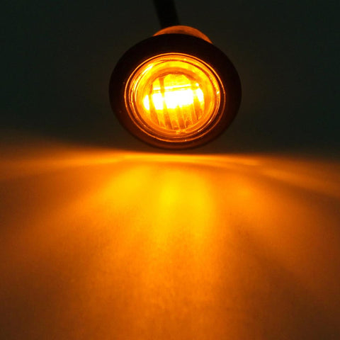 Image of Partsam 10x 3/4inch Clear Lens Amber Yellow Round Led Lights Trailer Marker High Low Brightness 3SMD, 3/4inch Led Trailer Clearance, side Marker Lights, turn signal and running lamp