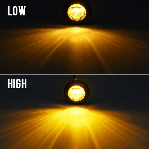 Image of Partsam 10x 3/4inch Clear Lens Amber Yellow Round Led Lights Trailer Marker High Low Brightness 3SMD, 3/4inch Led Trailer Clearance, side Marker Lights, turn signal and running lamp