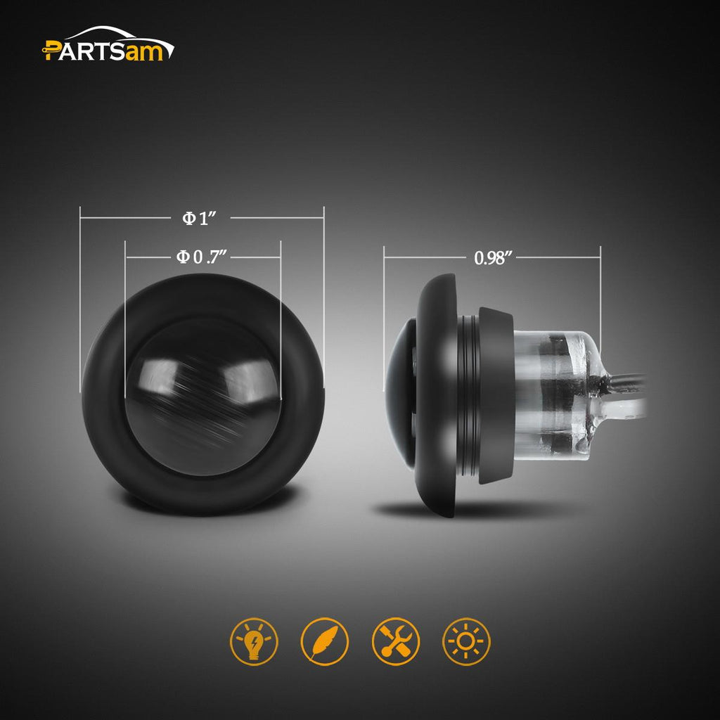 Partsam 20x Amber/Red Truck Trailer Boat 3/4" Round Led Light Round Marker Clearance + Grommet Smoke Lens
