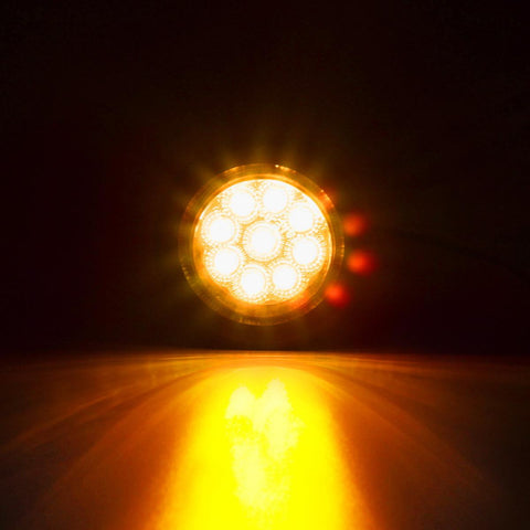 Image of Partsam 10x 2" Round Amber Led Marker Clearance Light 9LED Clear Lens w Reflector Kits Trailer, Grommet/Pigtails, 2 inch round led trailer lights clear, 2 inch round led marker lights