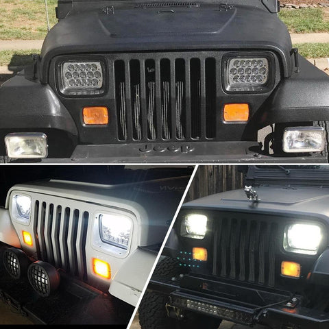 Image of Partsam 2PCS Rectangle H6054 LED Headlights 5x7 7x6 Headlamp Hi/Low Sealed Beam H4 9003 Plug 6054 H5054 Compatible with S10 Blazer Express Van/Wrangler YJ XJ Cherokee Truck Van