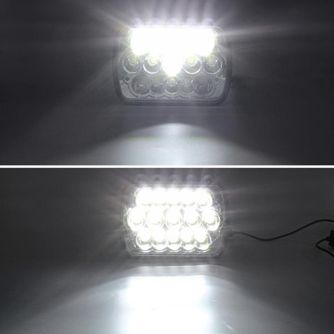 Image of Partsam 2PCS Rectangle H6054 LED Headlights 5x7 7x6 Headlamp Hi/Low Sealed Beam H4 9003 Plug 6054 H5054 Compatible with S10 Blazer Express Van/Wrangler YJ XJ Cherokee Truck Van