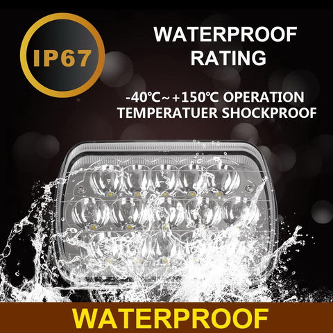 Image of Partsam 2PCS Rectangle H6054 LED Headlights 5x7 7x6 Headlamp Hi/Low Sealed Beam H4 9003 Plug 6054 H5054 Compatible with S10 Blazer Express Van/Wrangler YJ XJ Cherokee Truck Van