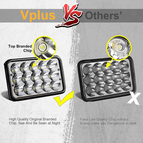 Image of Partsam 4x6 6x4 inch LED Headlights Rectangular Sealed Beam Headlamp H4651 H4652 H4656 H4666 H6545 H4 Socket Hi/Lo Beam Compatible with 379, W900, K5 K10 K20 W3500