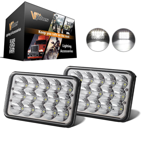 Image of Partsam 4x6 6x4 inch LED Headlights Rectangular Sealed Beam Headlamp H4651 H4652 H4656 H4666 H6545 H4 Socket Hi/Lo Beam Compatible with 379, W900, K5 K10 K20 W3500