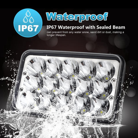 Image of Partsam 4x6 6x4 inch LED Headlights Rectangular Sealed Beam Headlamp H4651 H4652 H4656 H4666 H6545 H4 Socket Hi/Lo Beam Compatible with 379, W900, K5 K10 K20 W3500