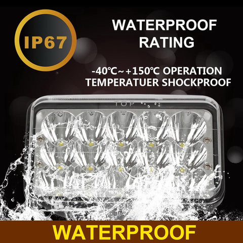 Image of 4PCS Partsam 4x6 LED Headlights Sealed Beam 6x4 Conversion Kit H4651 H4666 H4656 Compatible with Kenworth KW 900/Peterbilt 379/Truck/K10 K20 Van RV Camper Headlamp Assembly