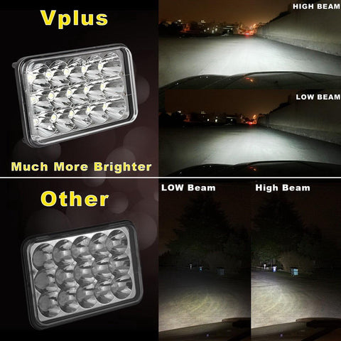 Image of 4PCS Partsam 4x6 LED Headlights Sealed Beam 6x4 Conversion Kit H4651 H4666 H4656 Compatible with Kenworth KW 900/Peterbilt 379/Truck/K10 K20 Van RV Camper Headlamp Assembly