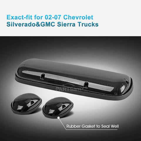 Image of Partsam 3pcs Smoke Cover Lens White 30 LED Cab Marker Roof Running Top Lights Assembly + Wire Pack Compatible with Silverado/ Sierra 1500 1500HD 2500 2500HD 3500 2002 - 2007 Truck